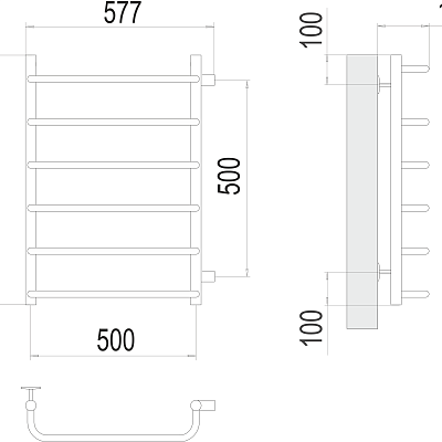 Стандарт П6 500х600 бп500 Полотенцесушитель TERMINUS, арт.4670078530349