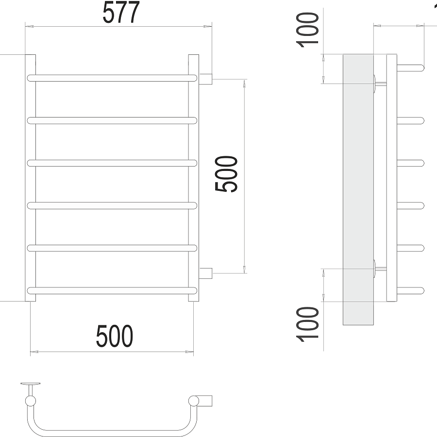 Стандарт П6 500х600 бп500 Полотенцесушитель TERMINUS, арт.4670078530349