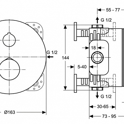 Смеситель Ideal Standard Melange термостатический встраиваемый для душа, хром, A4721AA