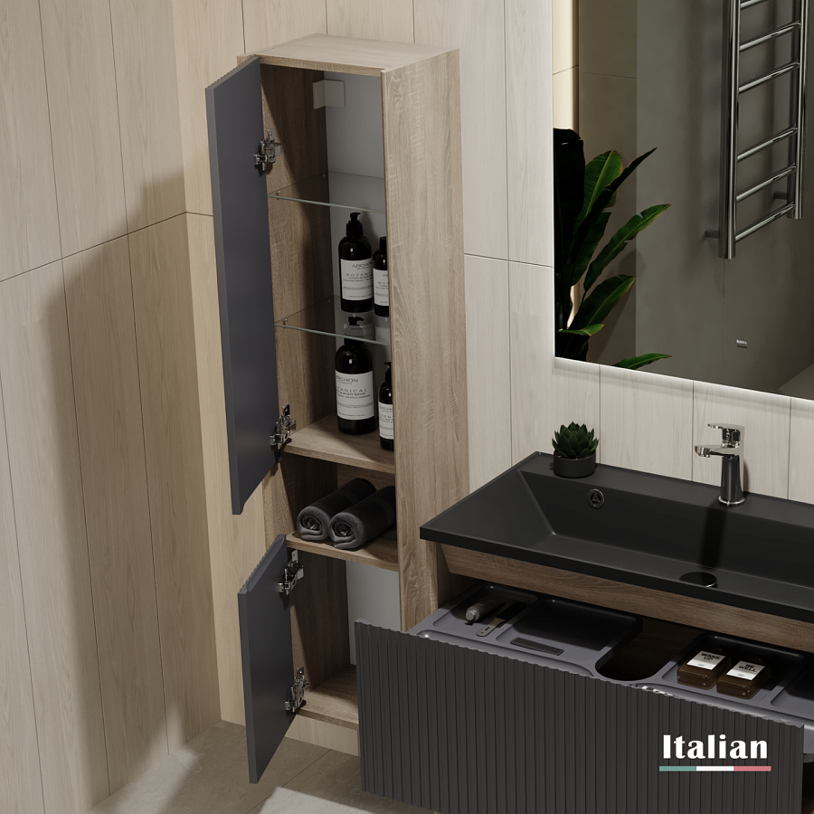 Пенал Jorno Tossony 140 подвесной, дуб самдал/антрацит