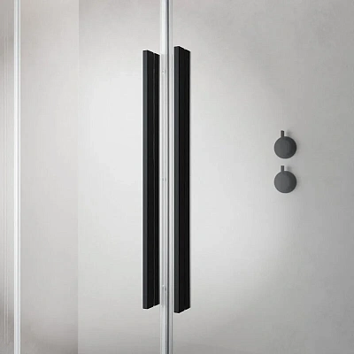 Душевая дверь Radaway Furo KDD Black, 90 x 200 см, с неподвижной частью, стекло прозрачное, профиль черный, правая, 10105090-54-01R