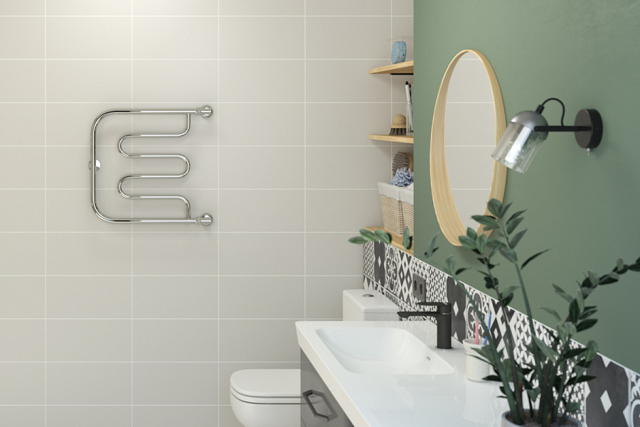 Водяной полотенцесушитель Стилье Тандем 500х500 резьба-сгон 1", Без покрытия, арт.00011-5050