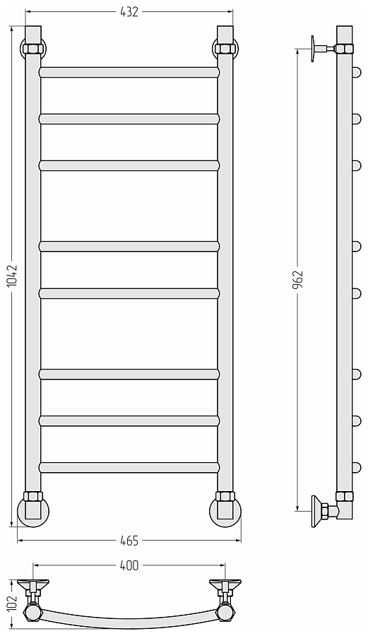 Водяной полотенцесушитель Стилье Аксиома-20 1000х400, Без покрытия, арт.00662-1040
