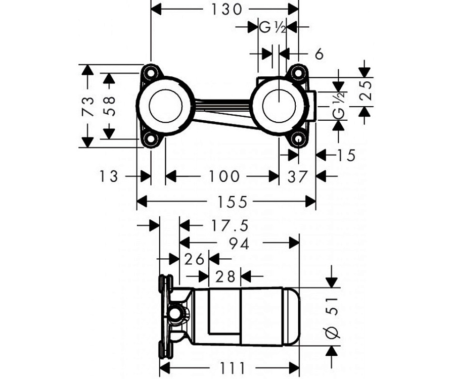 Скрытая часть смес.для умывальников Hansgrohe